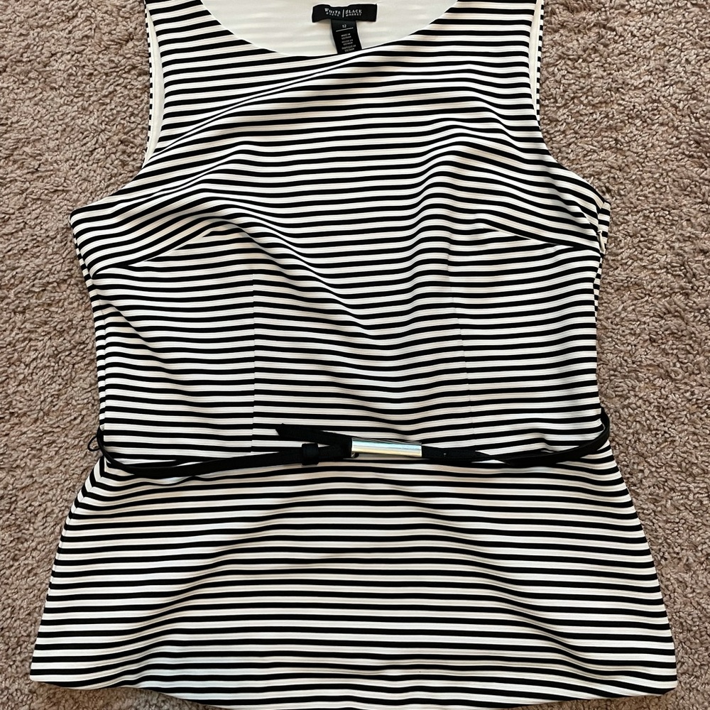 White House Black Market Striped Peplum Tank